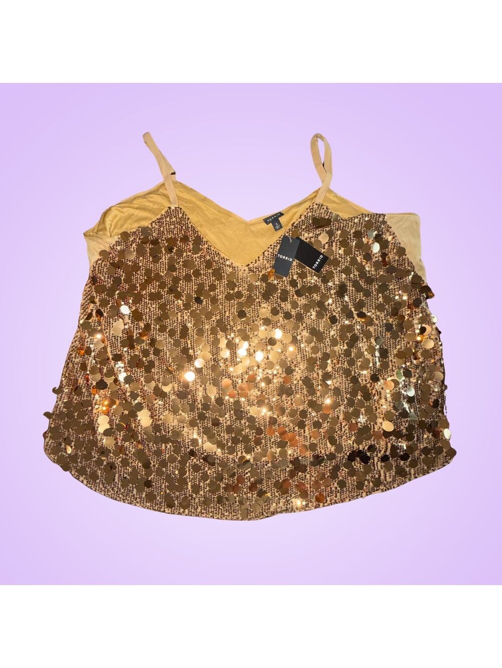 Women’s New Plus Size 3 Torrid Sophie Bronze Sequin Swing Camisole